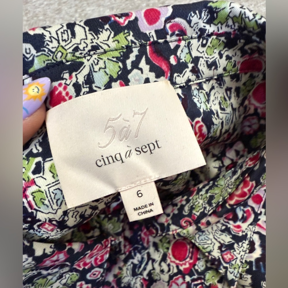 Cinq a Sept - Quin Floral Tie Midi Dress - size 6 - Layered Look, long Sleeve - Picture 7 of 15